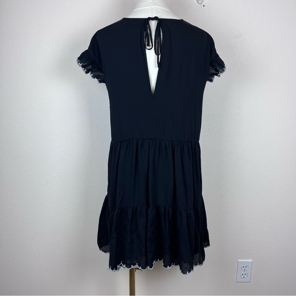 Wilfred Aritzia Dress Womens Large Mini Babydoll Tiered Ruffle Lace Goth Black - Picture 13 of 13